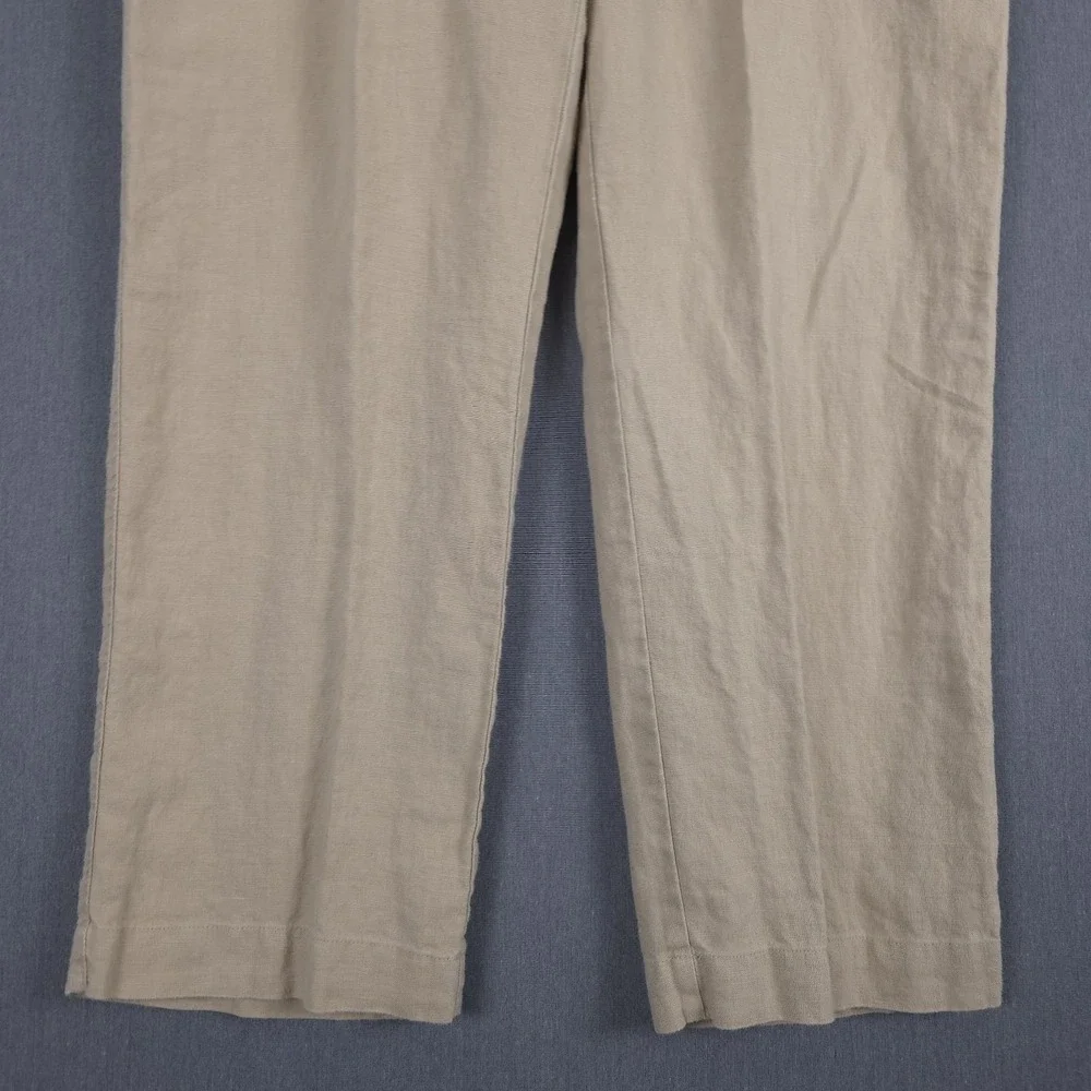 Jos A Bank Linen Pants Mens 38x30 (Fits 36x30) Khaki Flat Front Lightweight